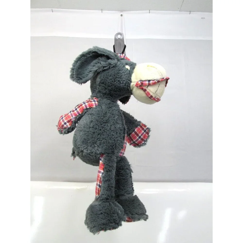 RARE Multicolor Plaid Dog Toy Plush With Squeaker By Multipet Donkey 12